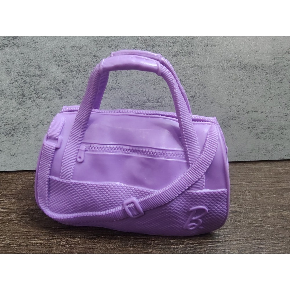 Mattel Barbie Doll Gym Bag Small Toy Fitness Yoga Sports Duffle Purple Rubber Z4